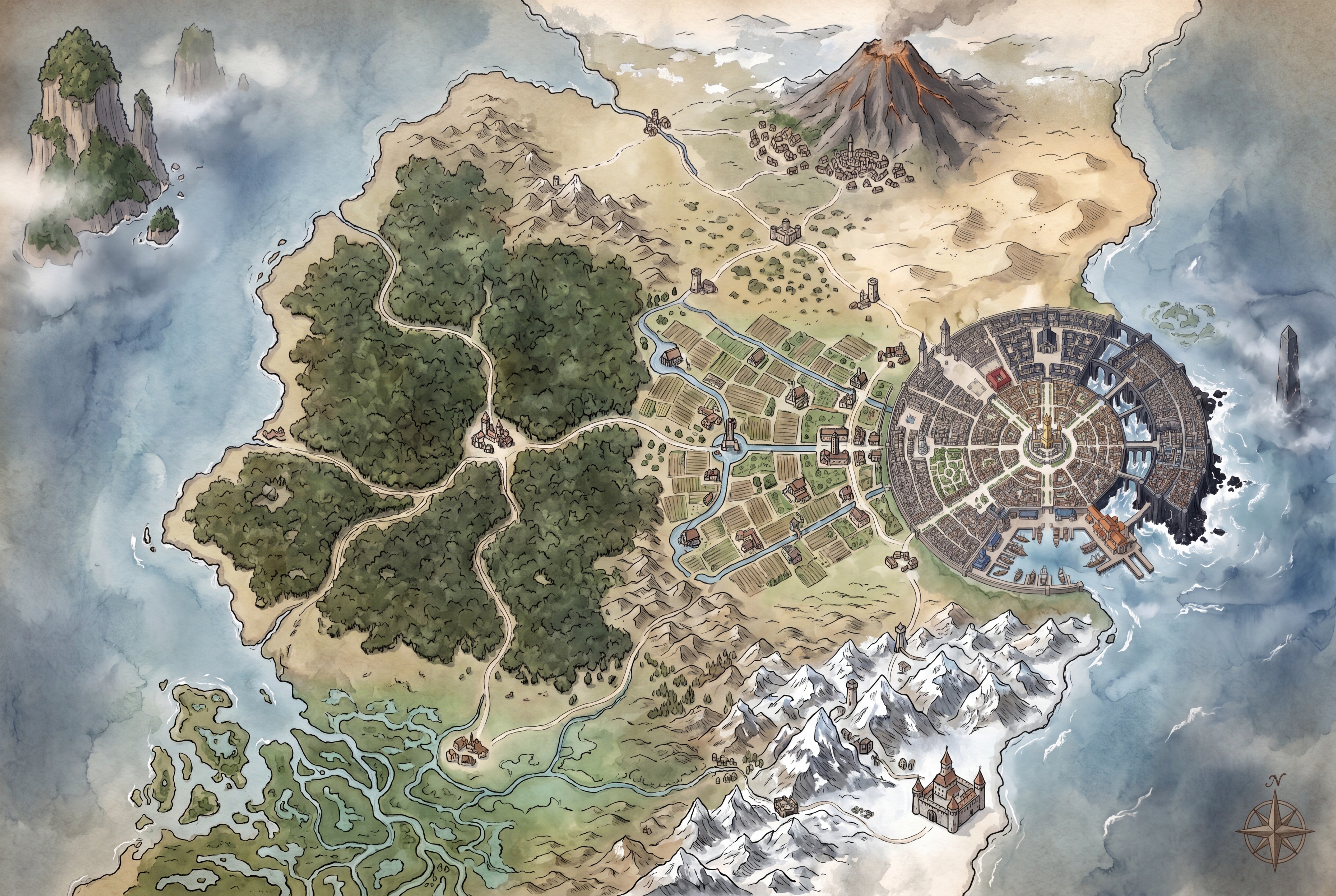 Top-down region map generated by RPG Sage Art